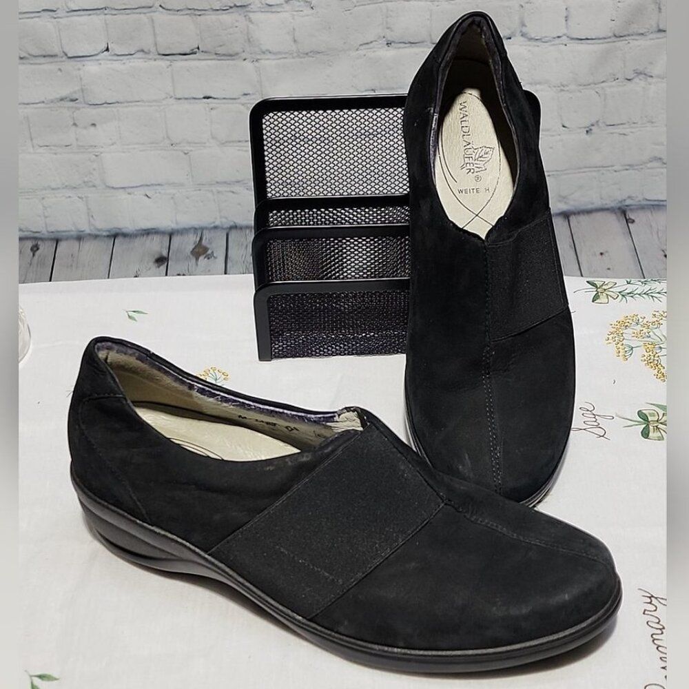 Waldlaufer black suede slip on shoes 8.5